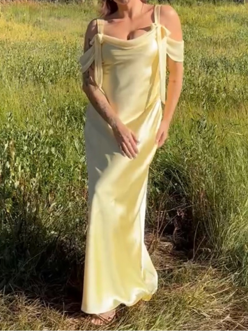 Yellow Luxe Satin Bella Maxi Bridesmaid Dress - Show Me Your MuMu